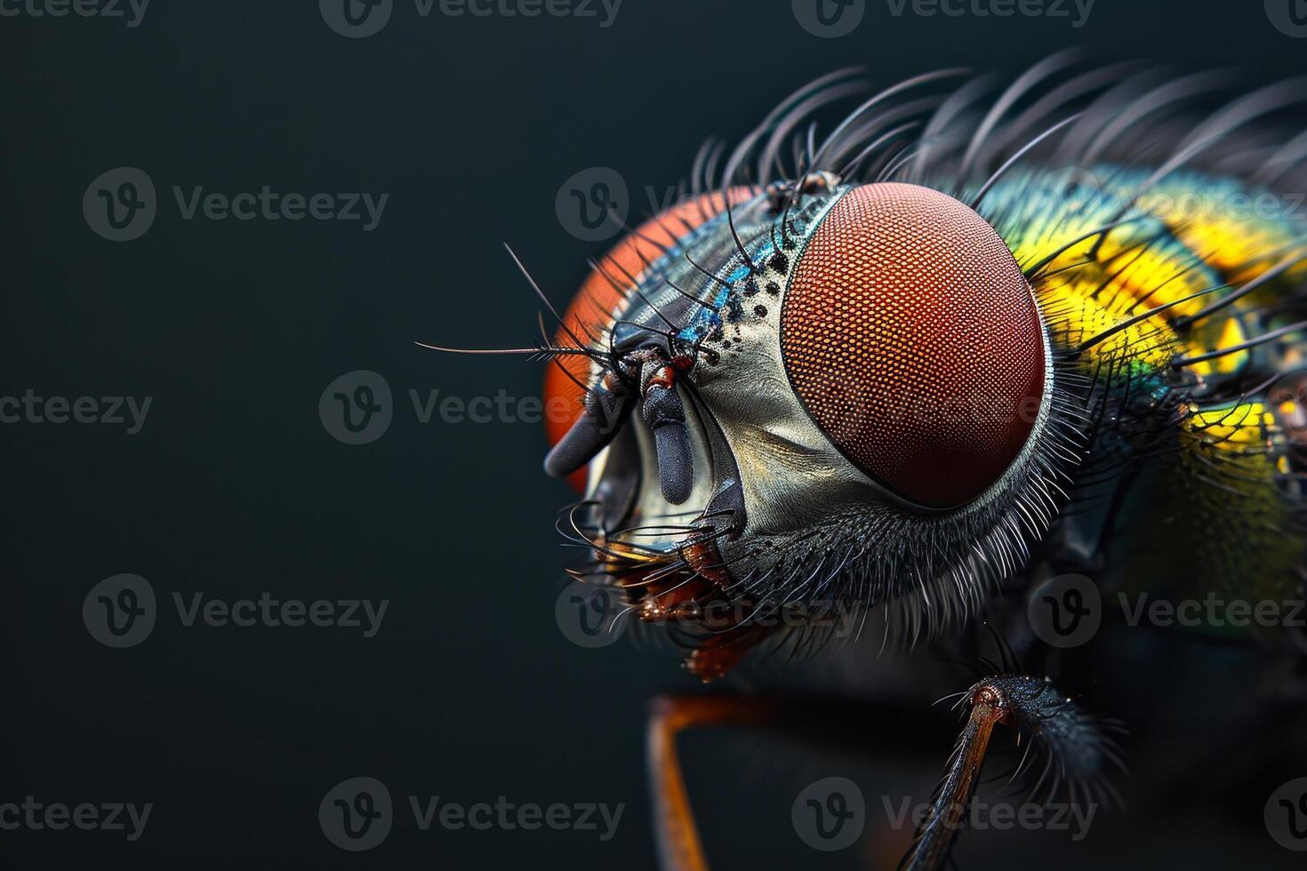 A close up of a fly with bright red eyes photo