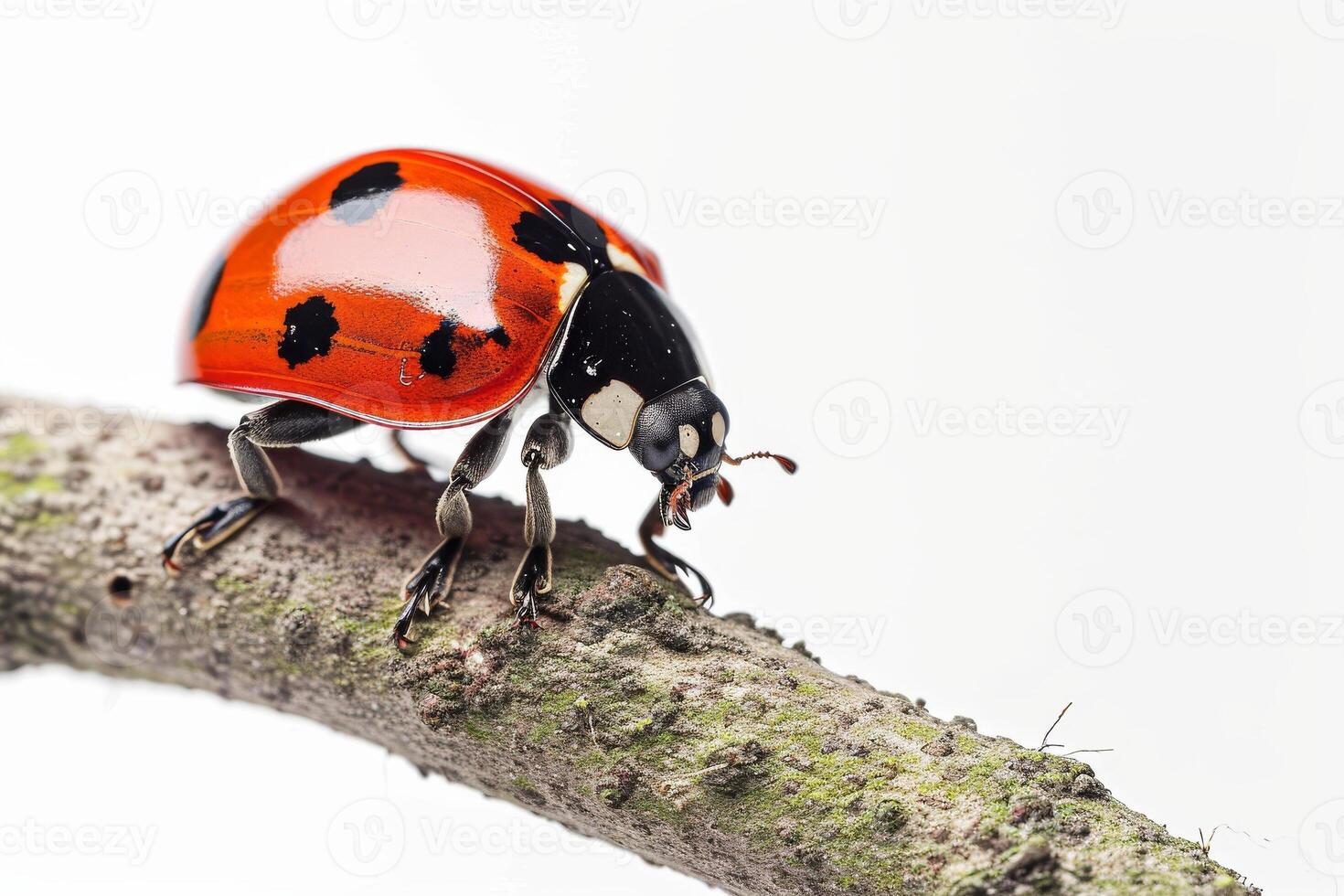 A ladybug is sitting on a branch photo