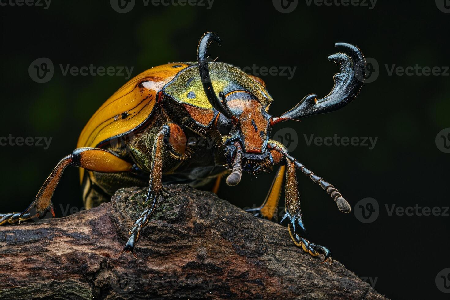 A beetle with large black and yellow wings photo