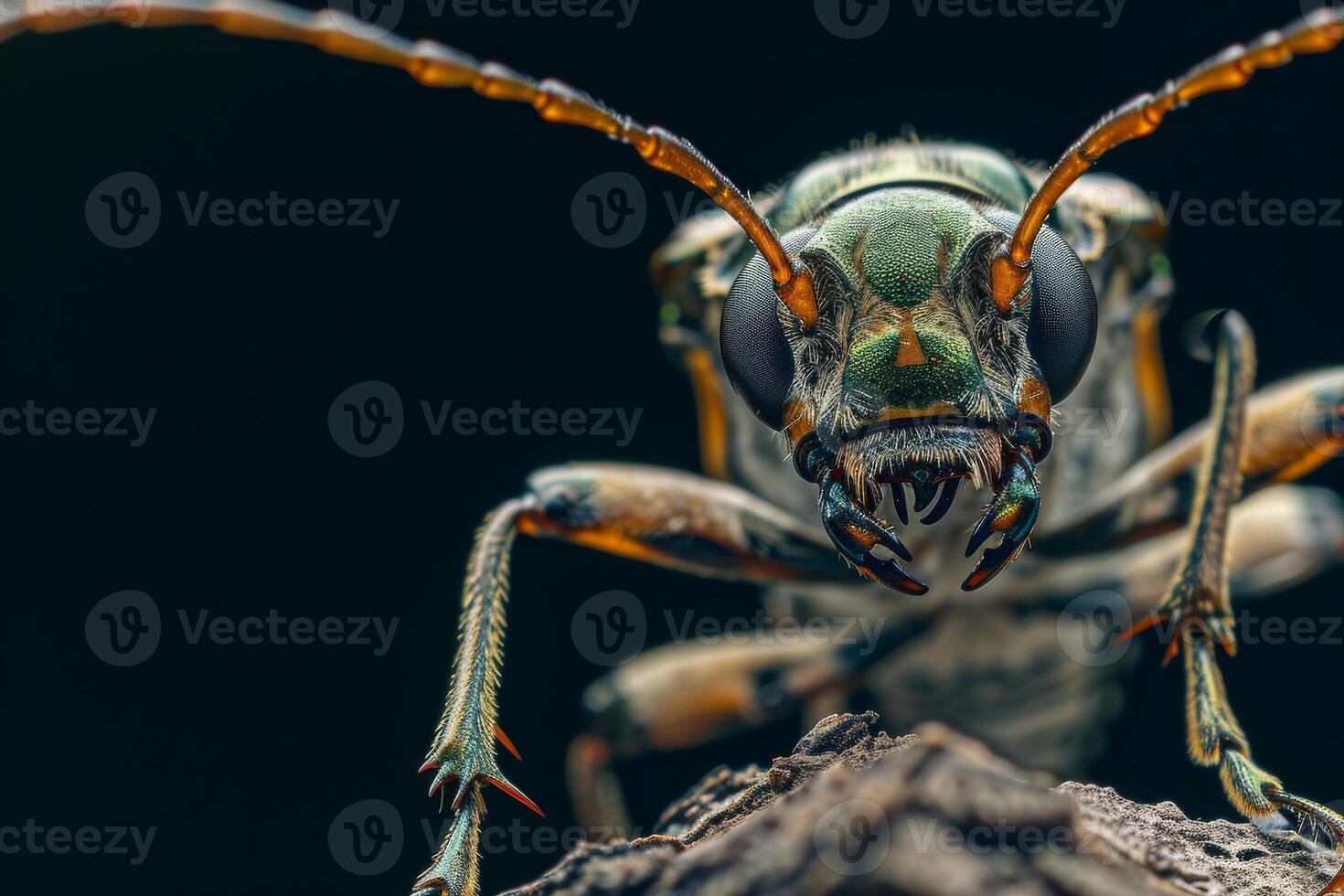 A close up of a bug with large eyes photo