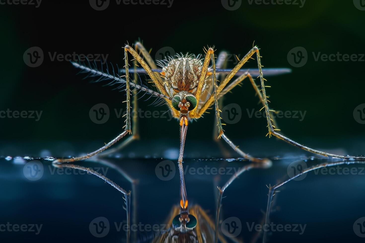 A mosquito with its reflection in the water photo