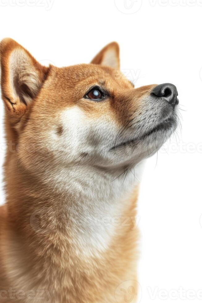A dog is looking up at something photo