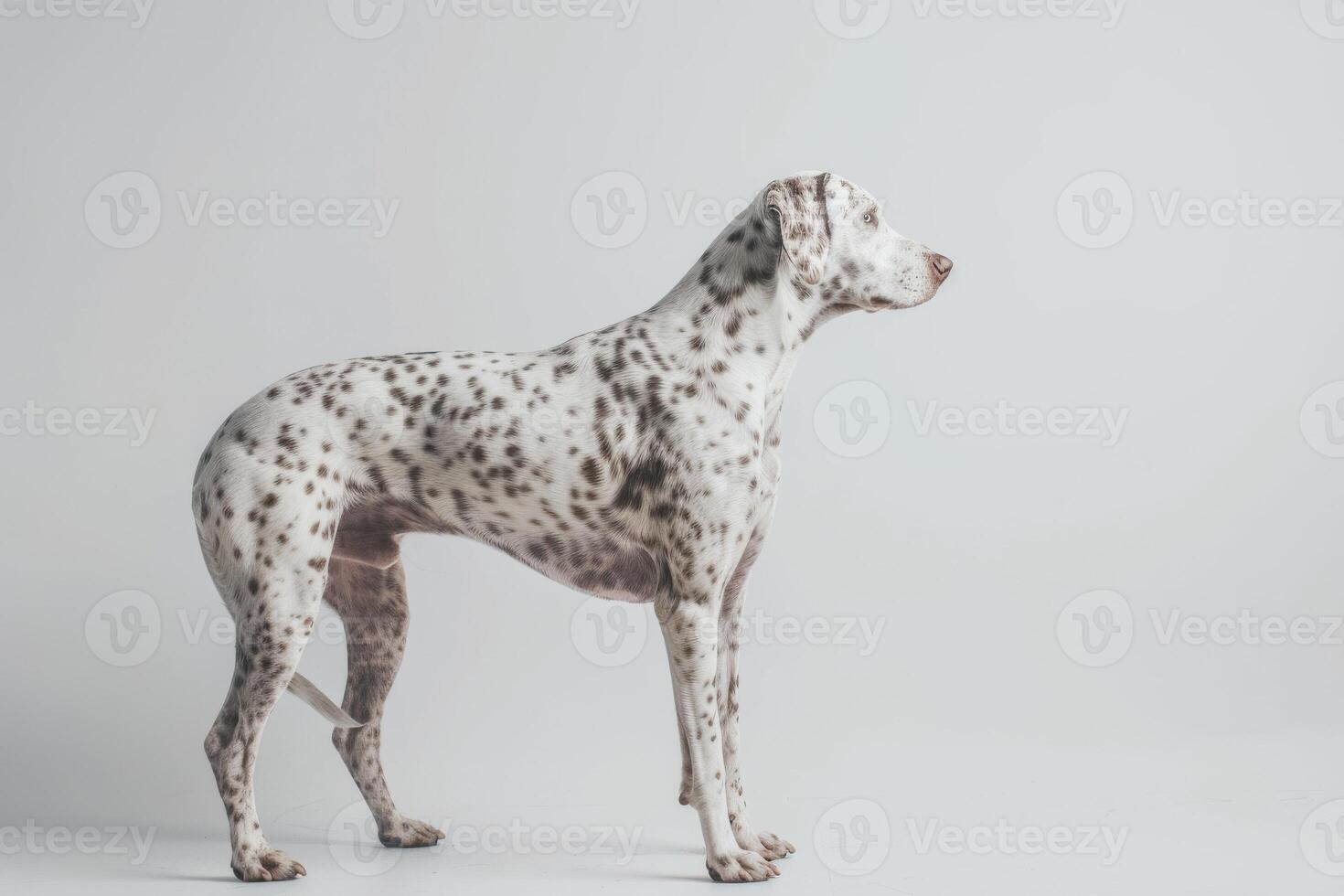 A dalmatian dog standing on a white background photo