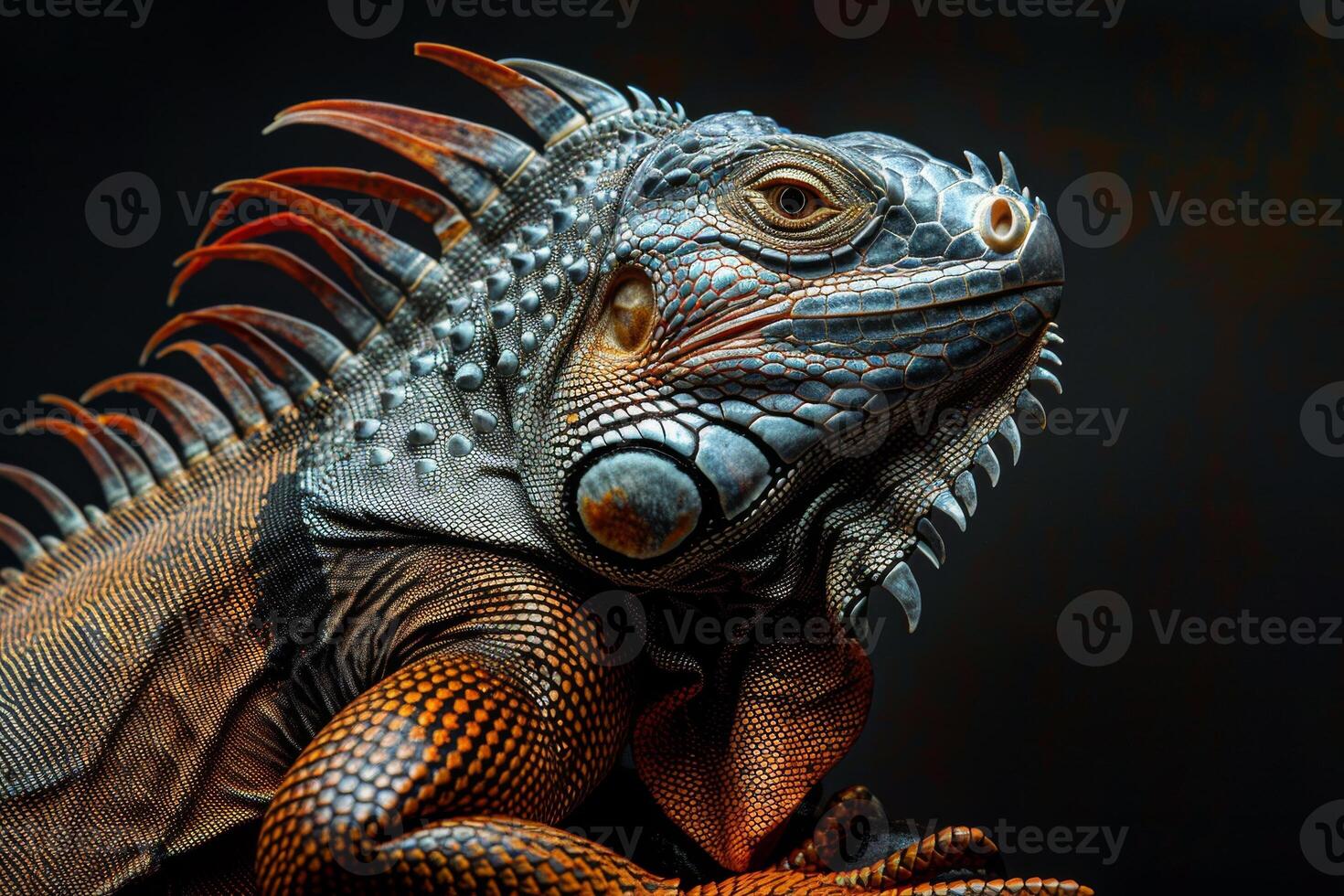 An iguana with a large head and long tail photo
