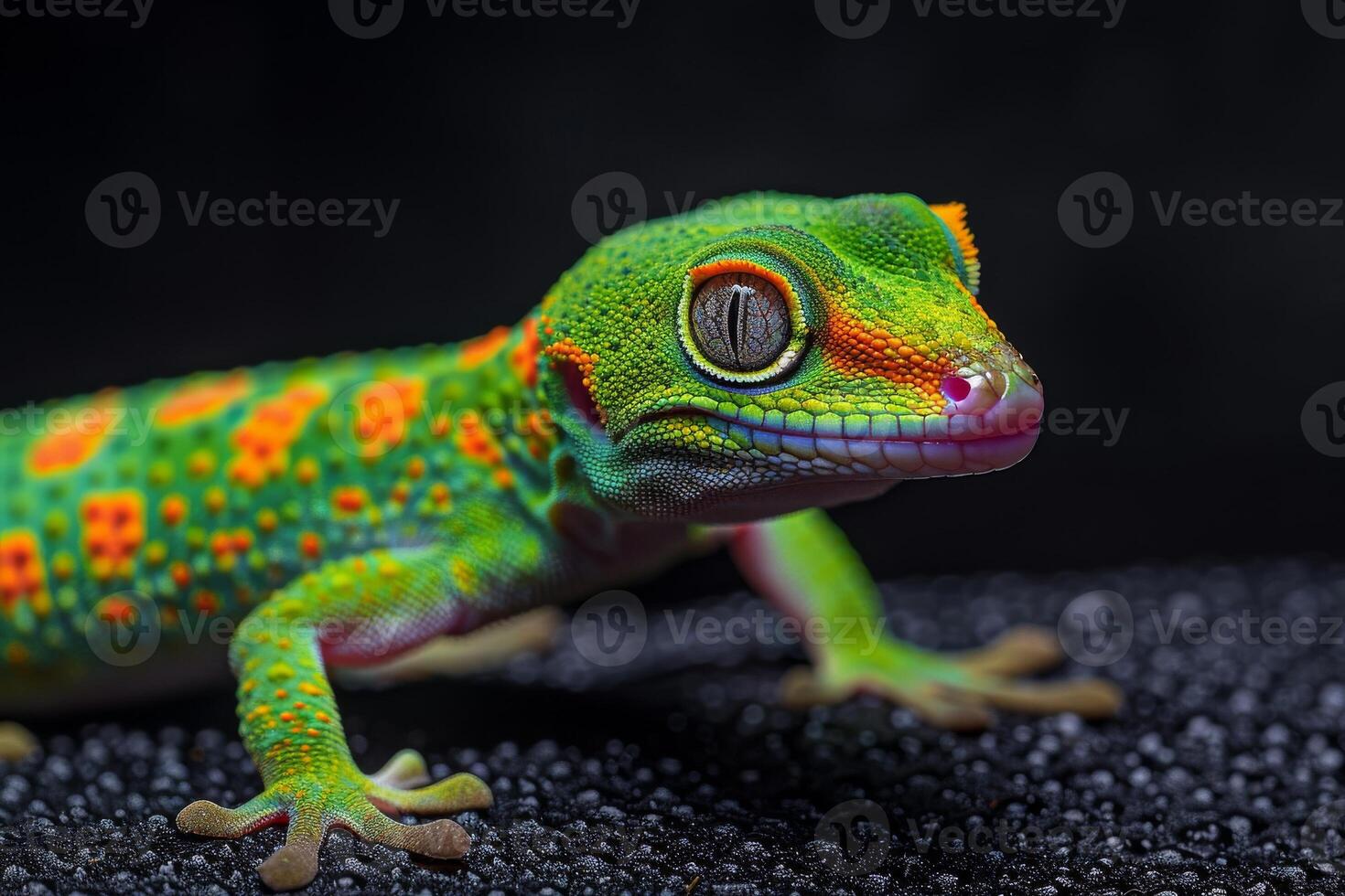 A geckole with orange and green spots photo