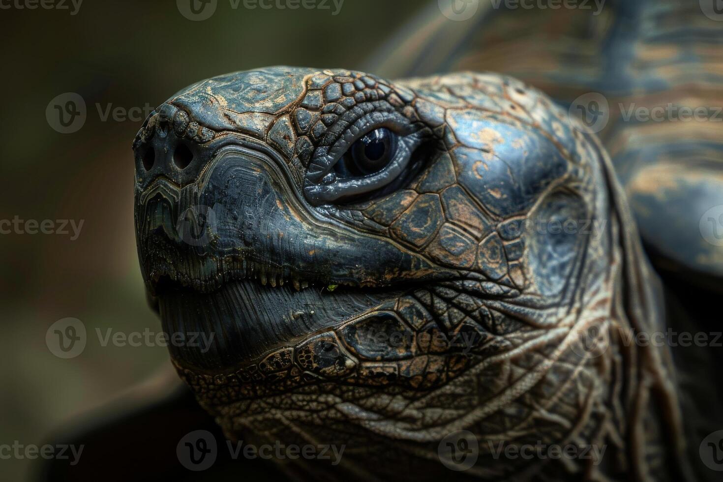 A close up of a tortoise's face photo