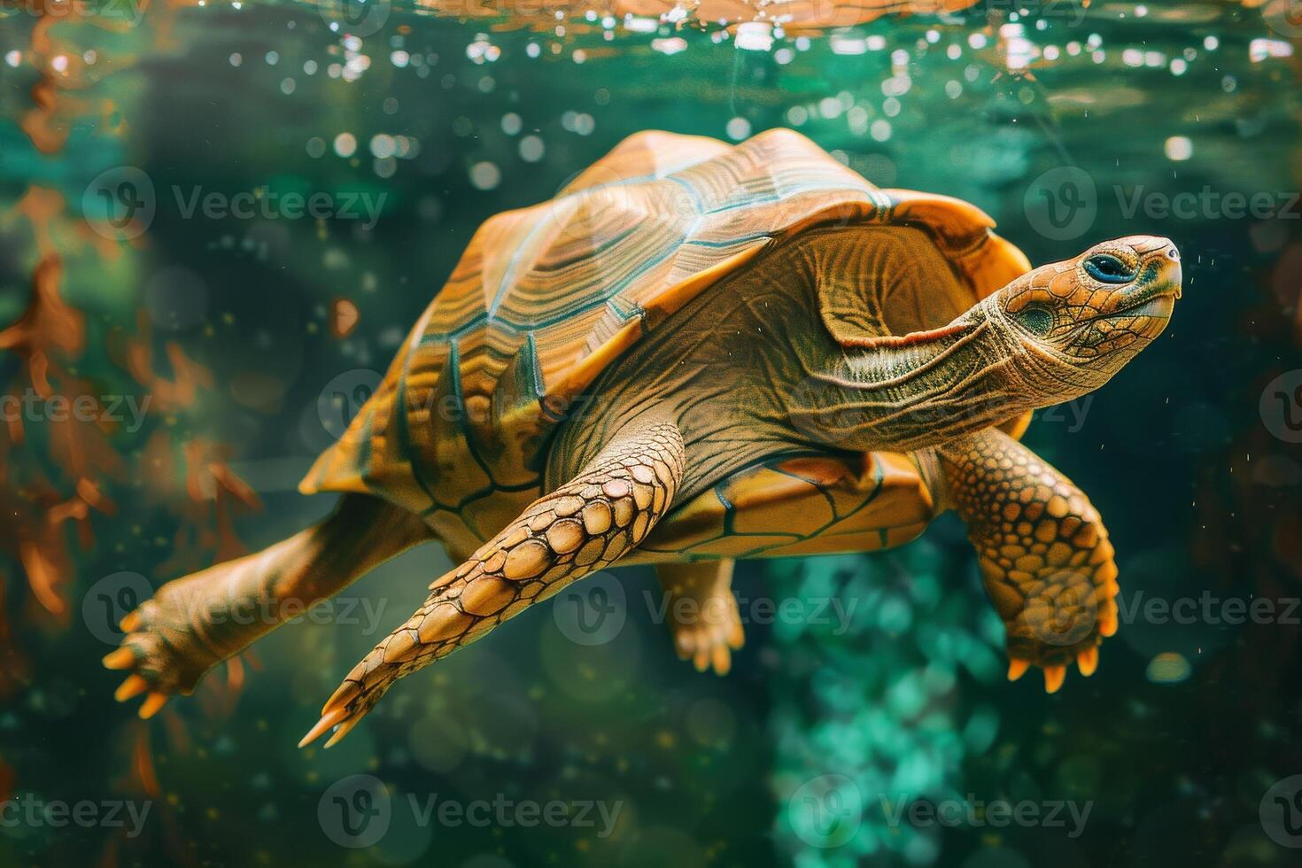 A turtle swimming in the water photo