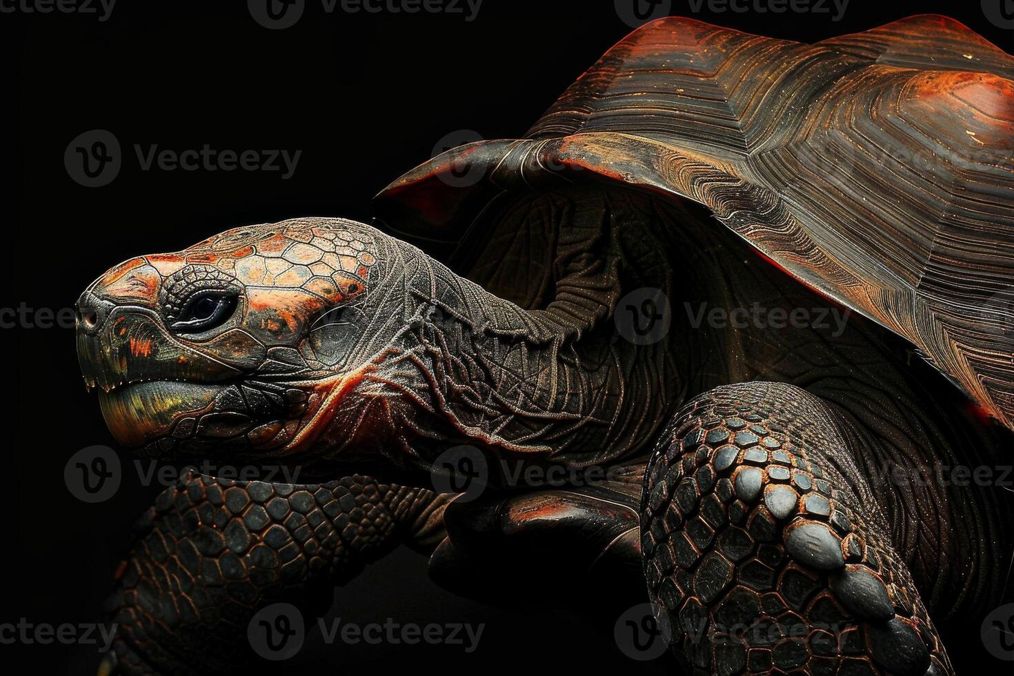 A turtle with a black background photo