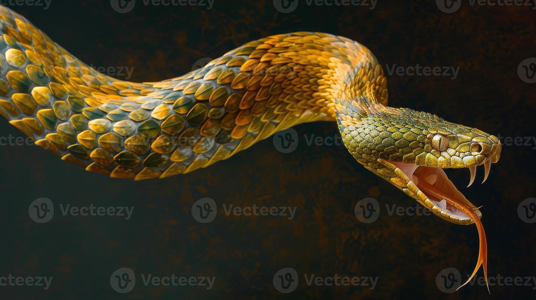 A close up of a snake with its mouth open photo