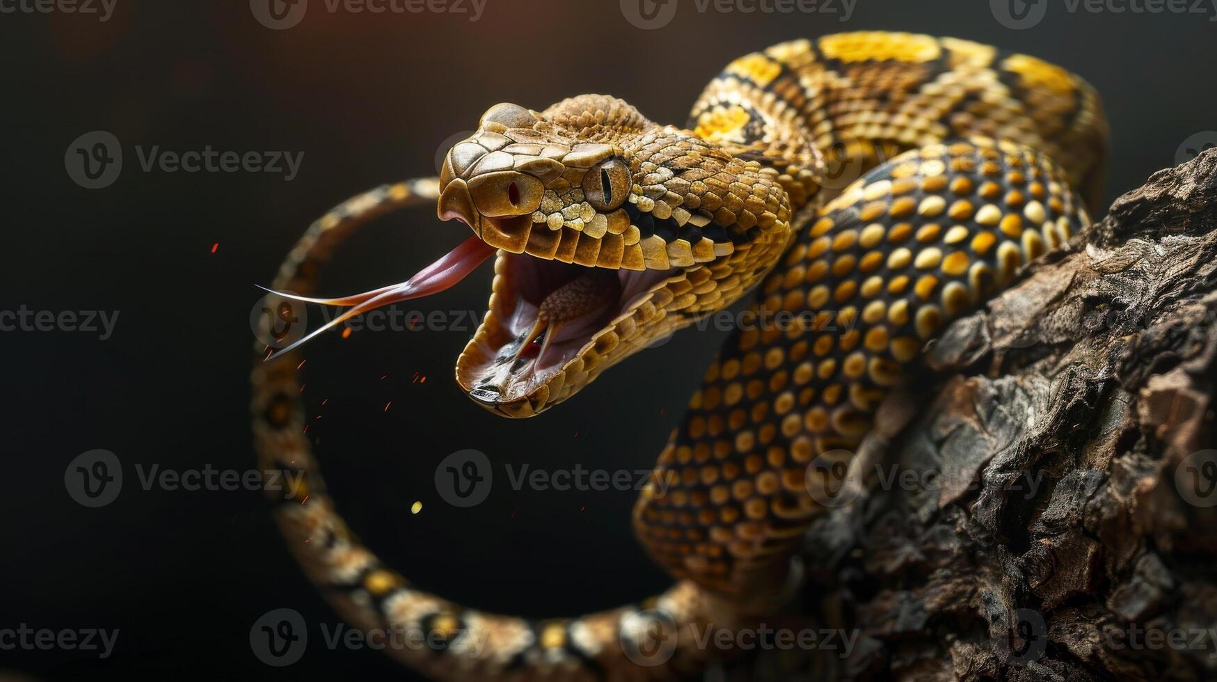 A snake with its mouth open and its mouth open photo