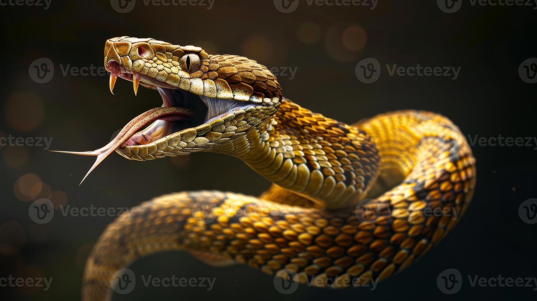A snake with its mouth open and its mouth open photo