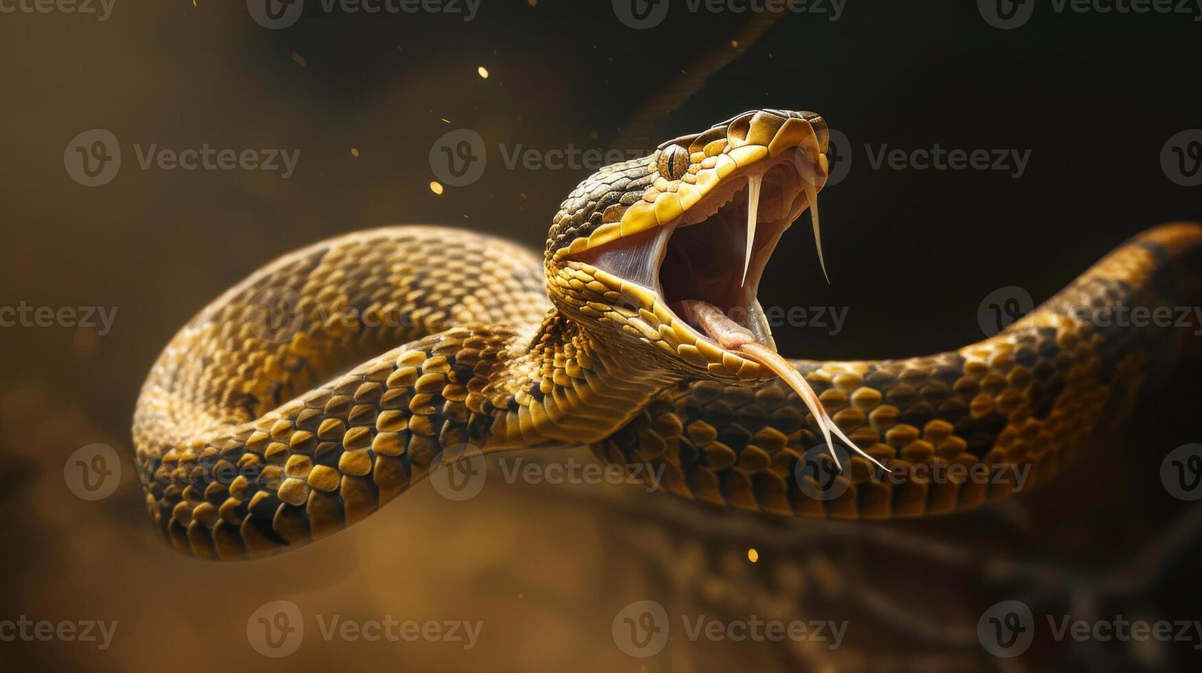 A snake with its mouth open and its mouth open photo