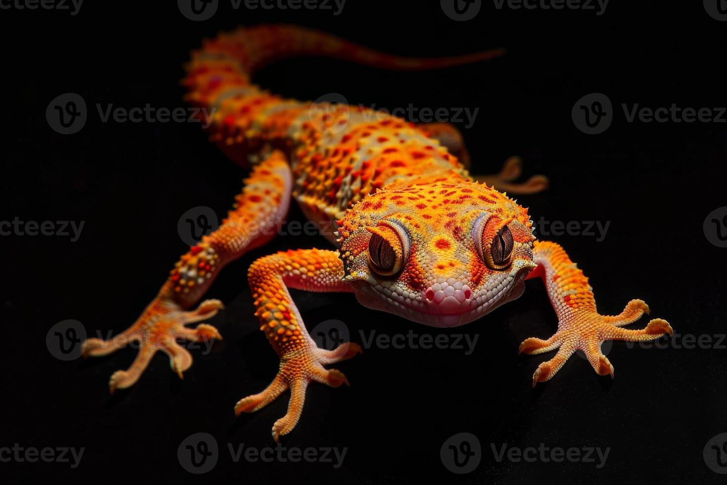 A geckole with orange spots on its back photo