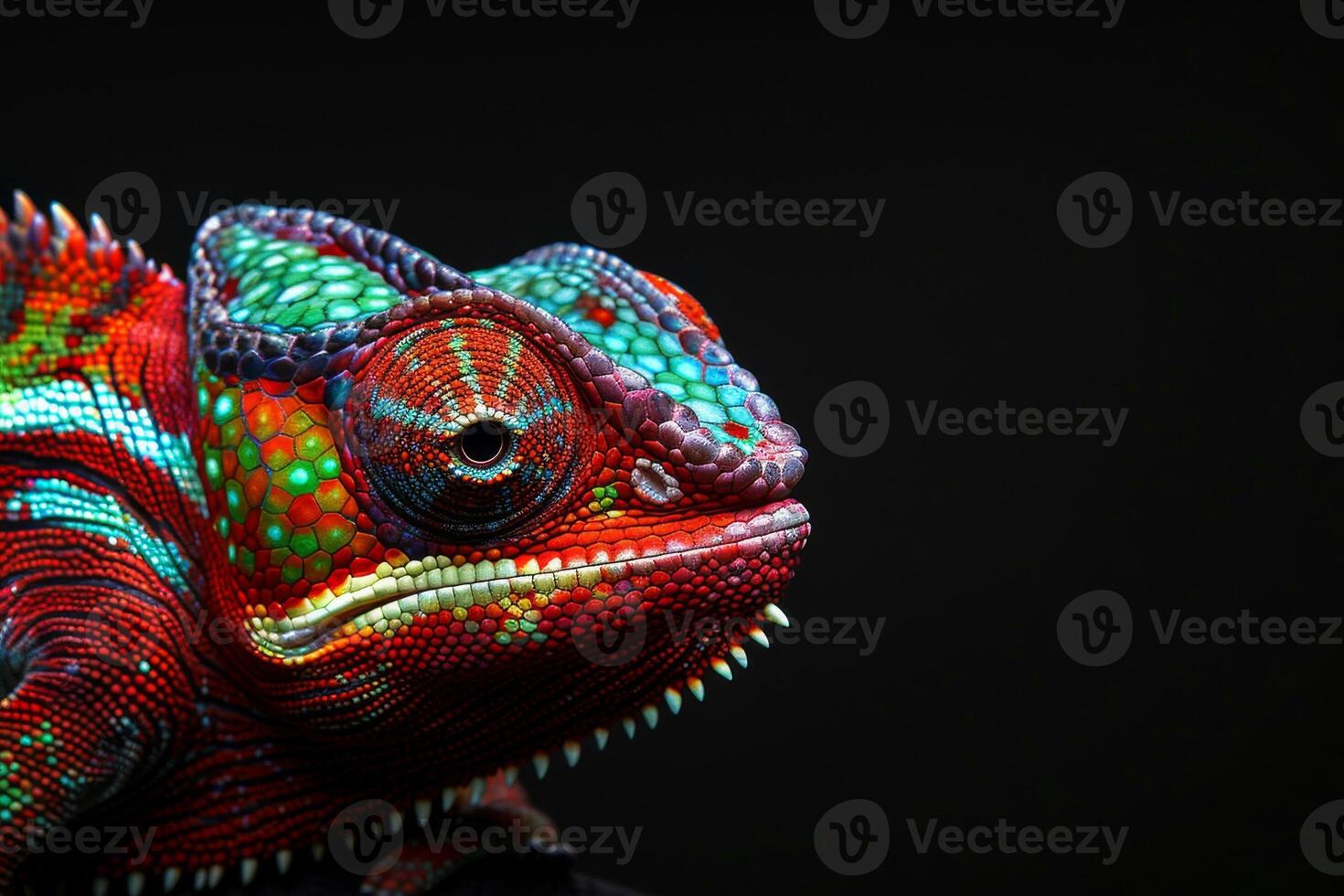A colorful chameleon is on display photo