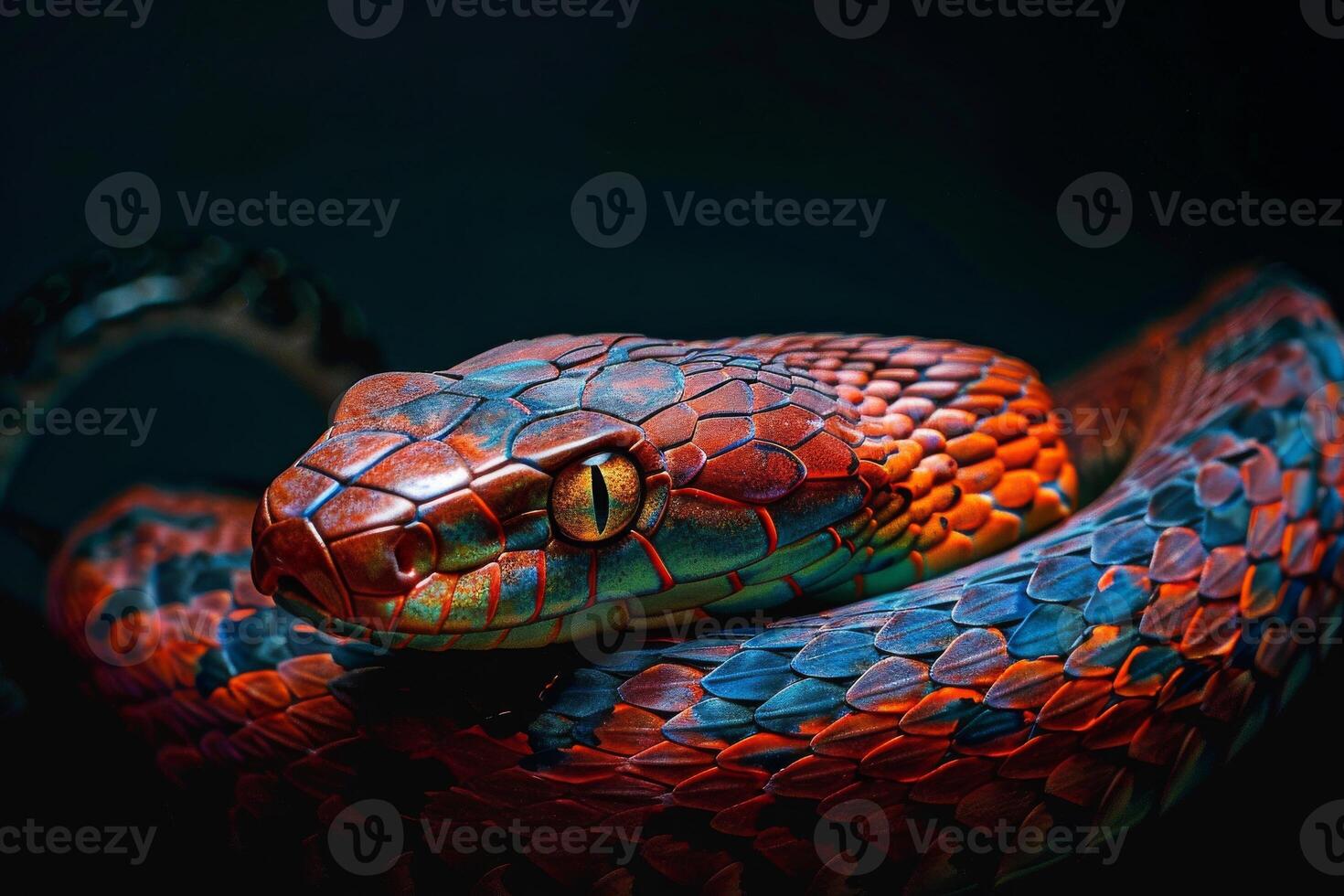 A close up of a snake with colorful markings photo