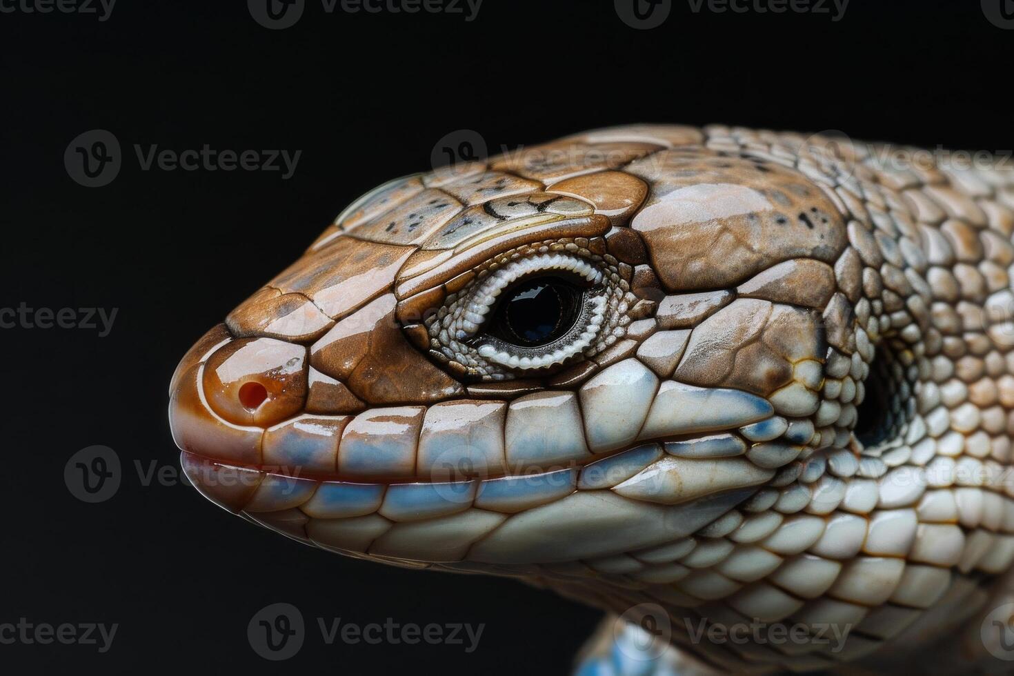 A close up of a lizard's head and neck photo