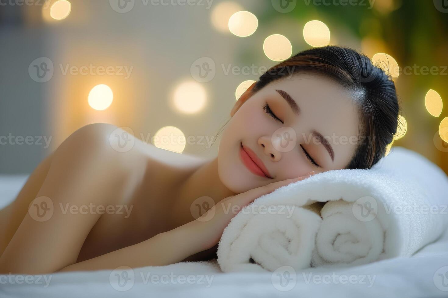 Beautiful asian woman relaxing in spa photo