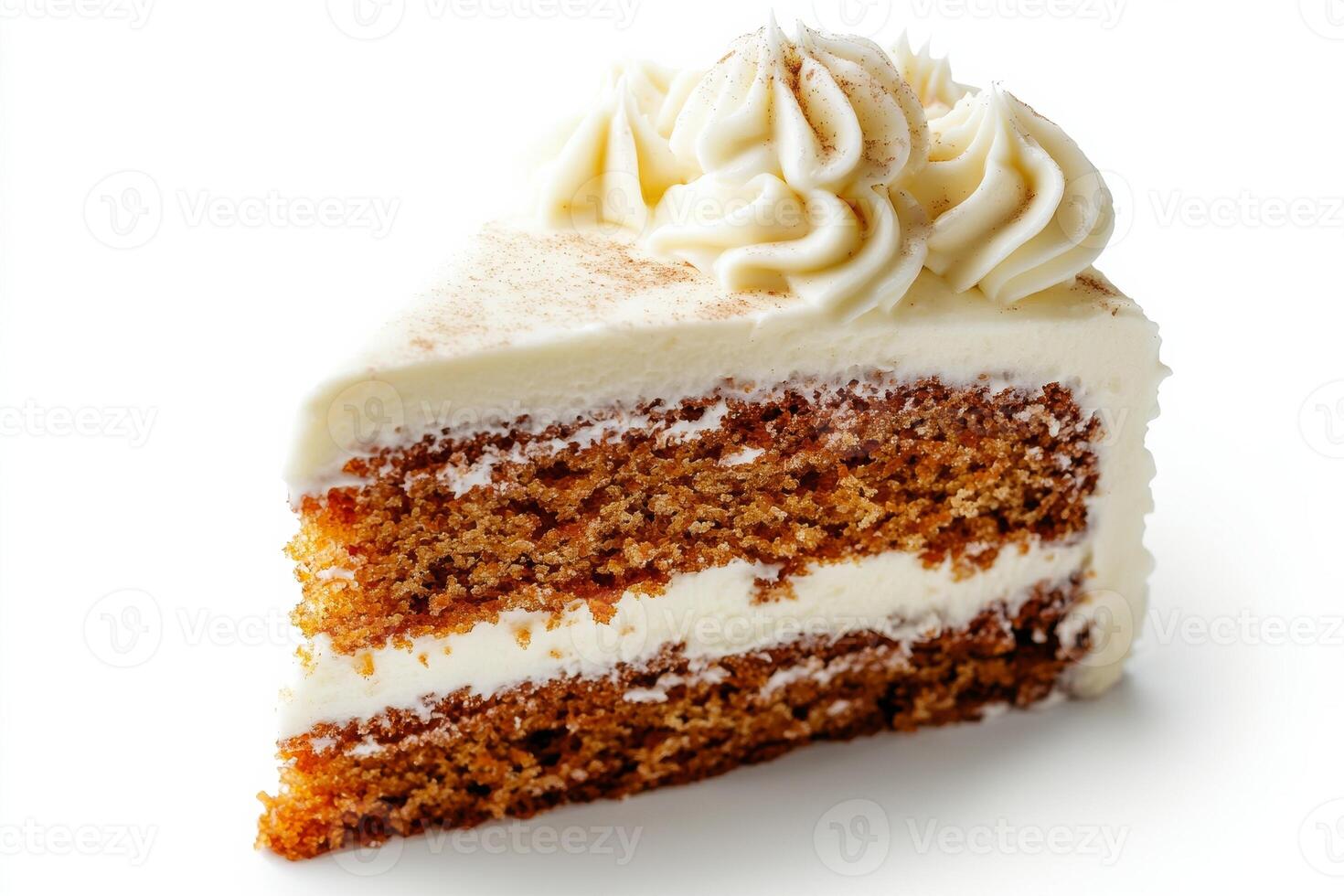 A piece of carrot cake with cream cheese frosting photo