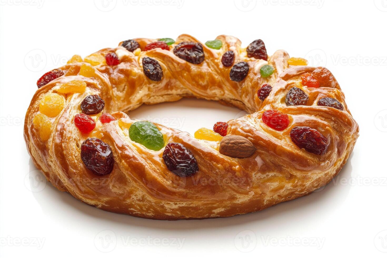 A pastry with fruit and nuts on a white background photo