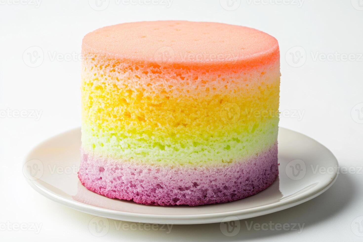 A rainbow cake on a plate photo