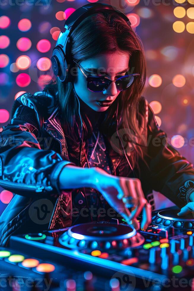 Dj playing music at a party photo