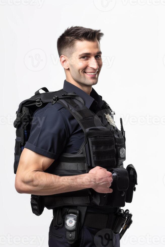 A man in a police uniform posing for a photo