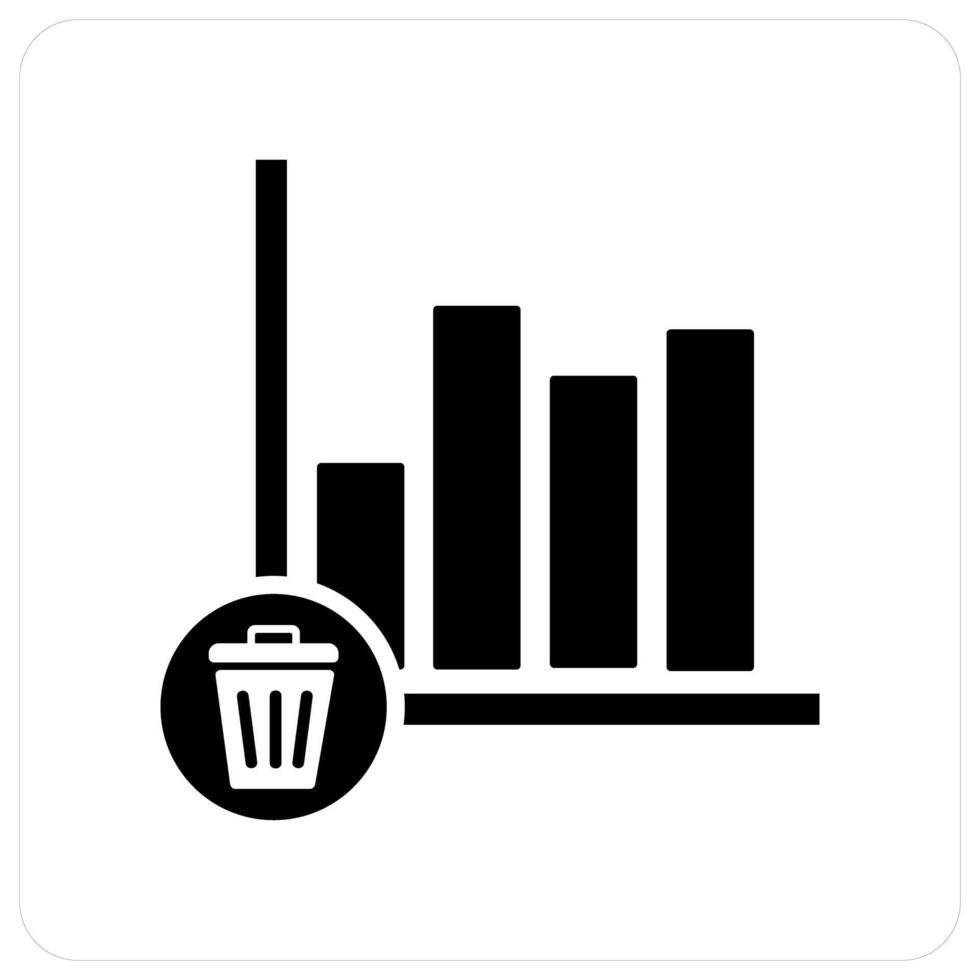 Trash Graph and graph icon concept vector