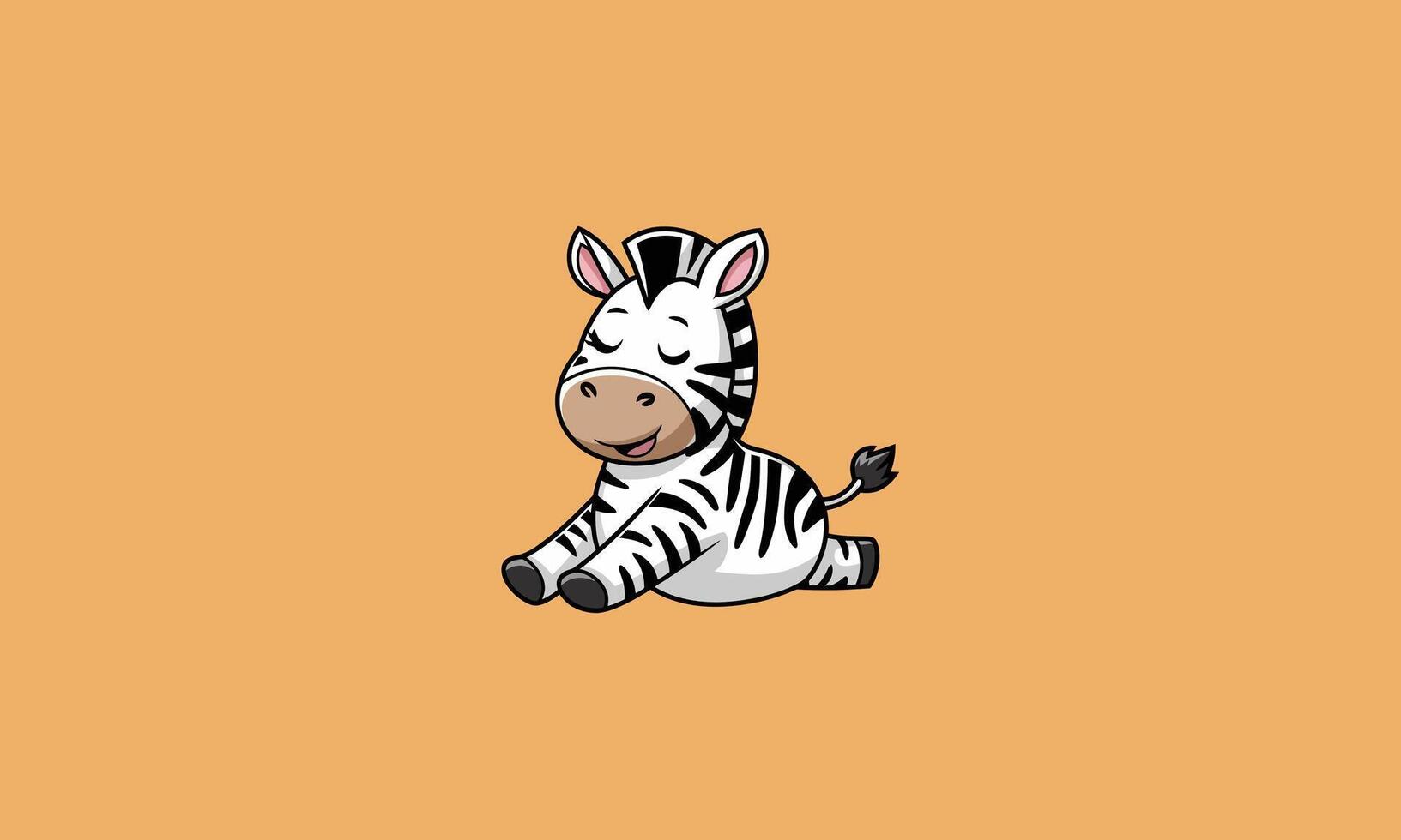 Happy zebra sitting peacefully with a joyful expression. vector