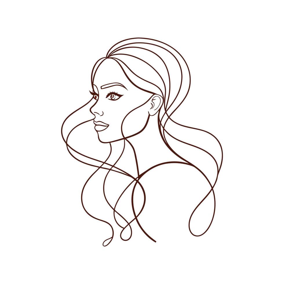 Continuous Line Face with Light Color. vector