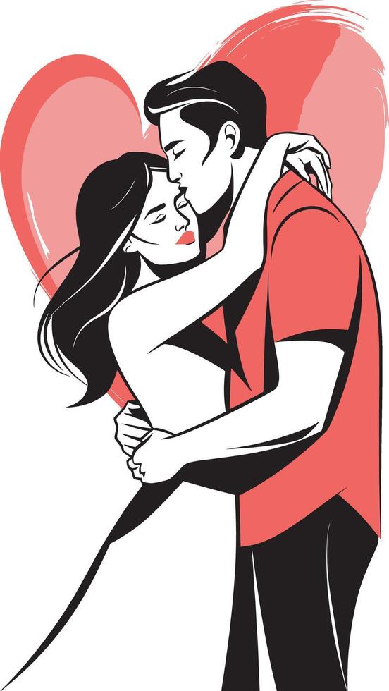 T-shirt Warmth and Tenderness, A Red-Hued Love Sketch. vector
