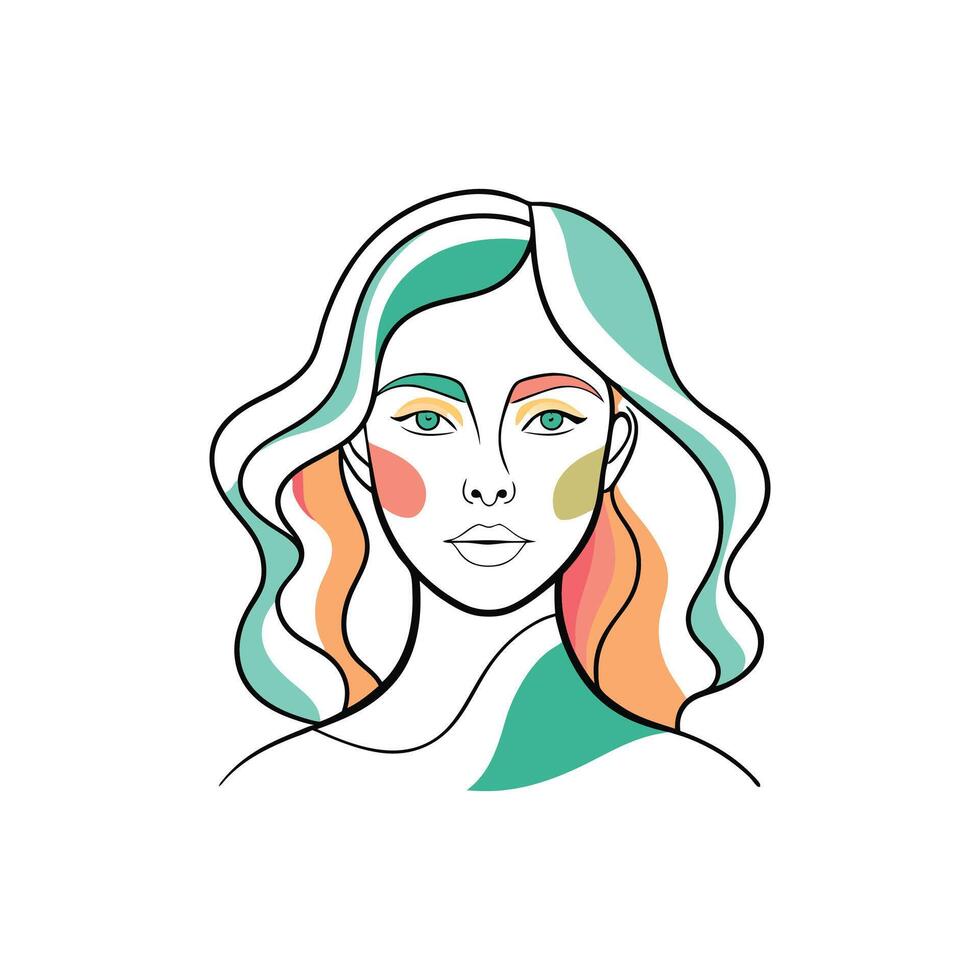 Elegant Line Drawing with Color Highlights. vector