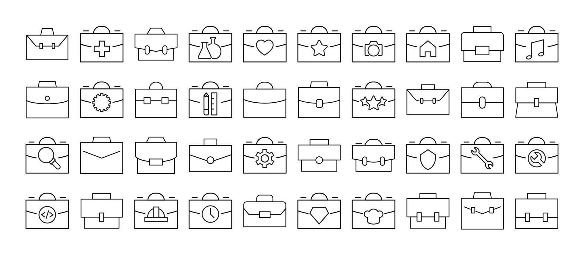 Line Signs of portfolio, briefcase and suitcase for business for Advertisement. Suitable for books, stores, shops. Editable stroke in minimalistic outline style. Symbol for design vector