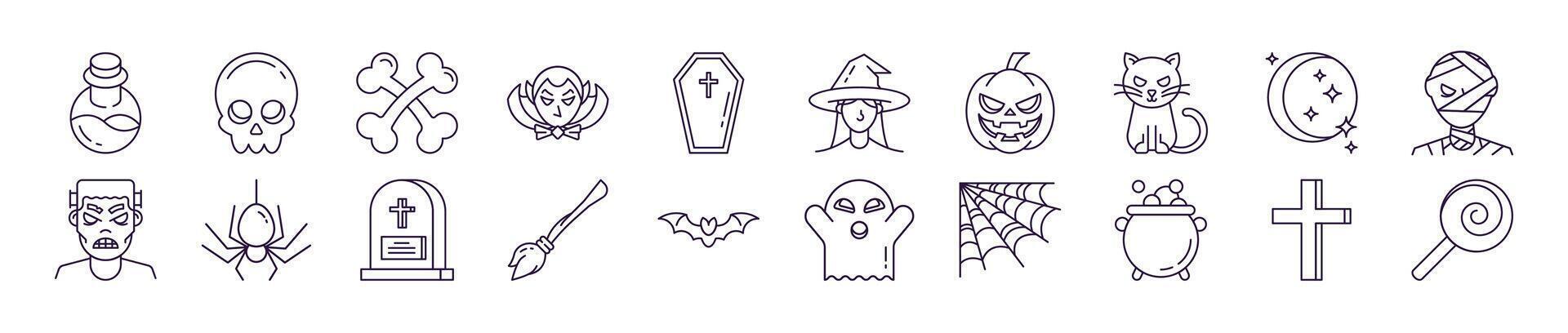 Signs of Halloween for Shops and Stores. Suitable for books, stores, shops. Editable stroke in minimalistic outline style. Symbol for design vector
