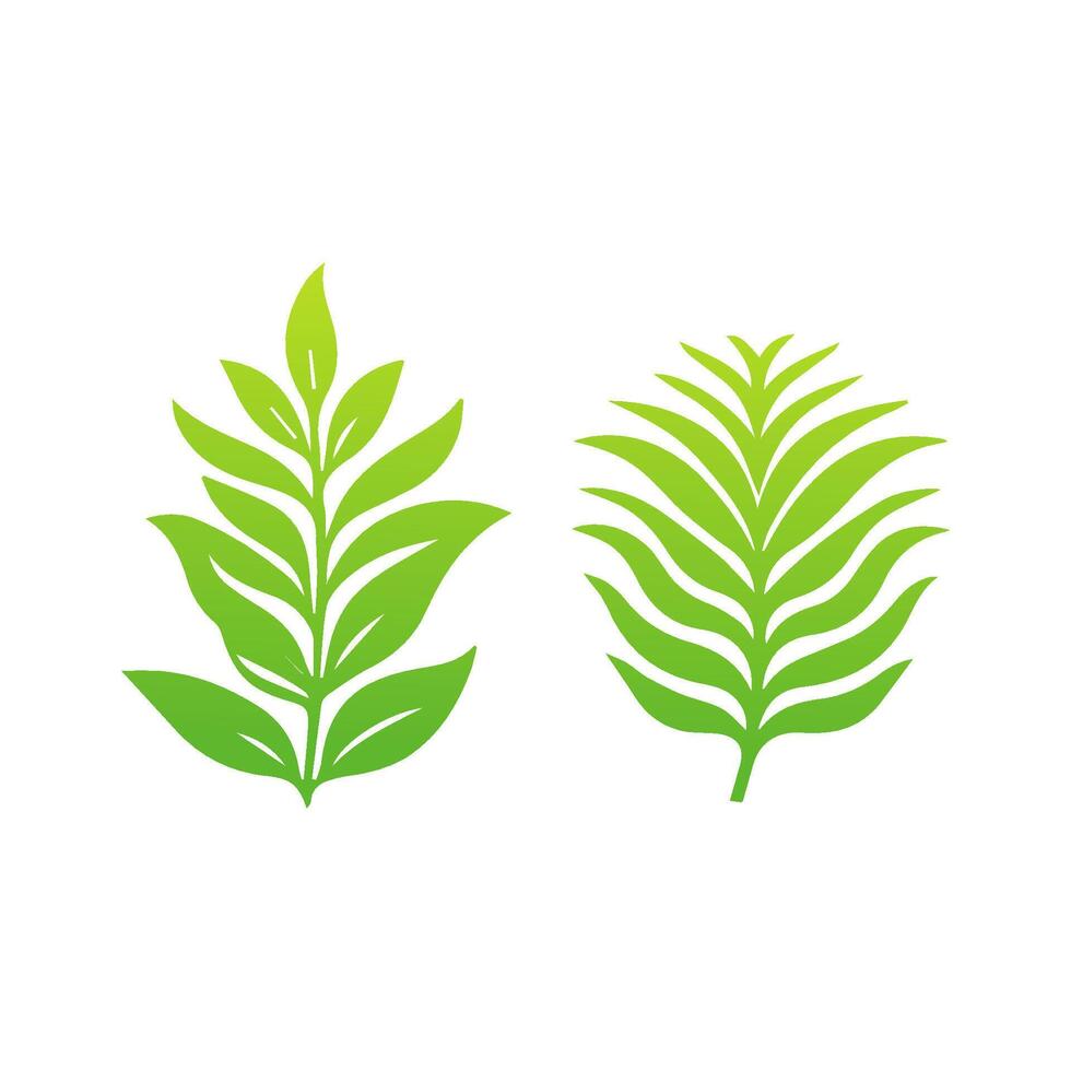 Green leaves icon set illustration vector