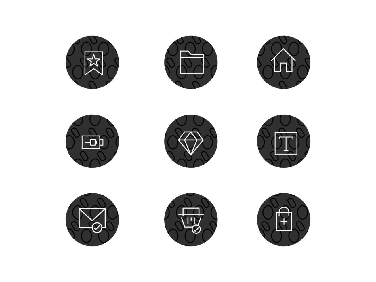 A set of black and white icons on a white background vector