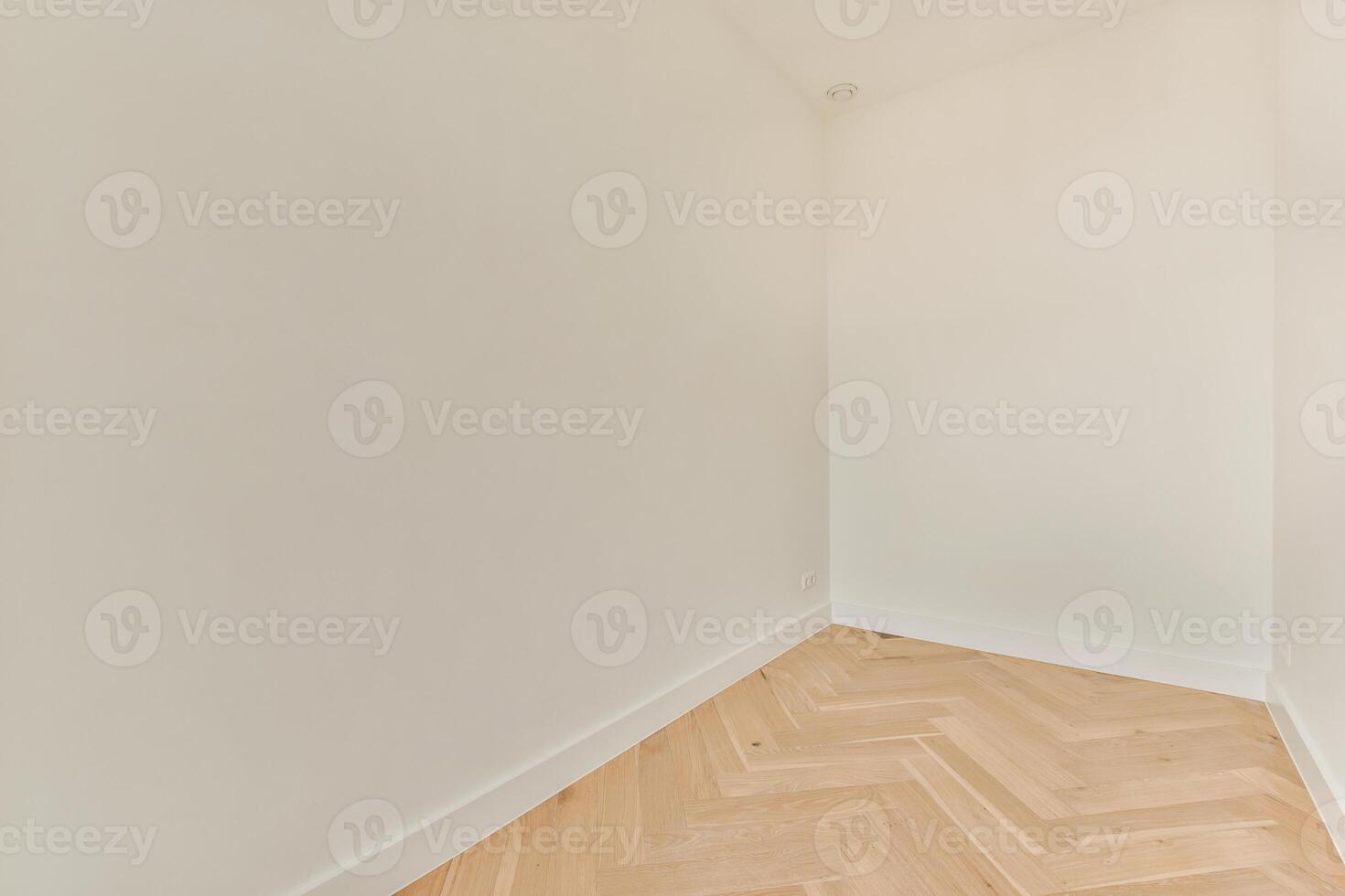 A room with white walls and wooden floors photo