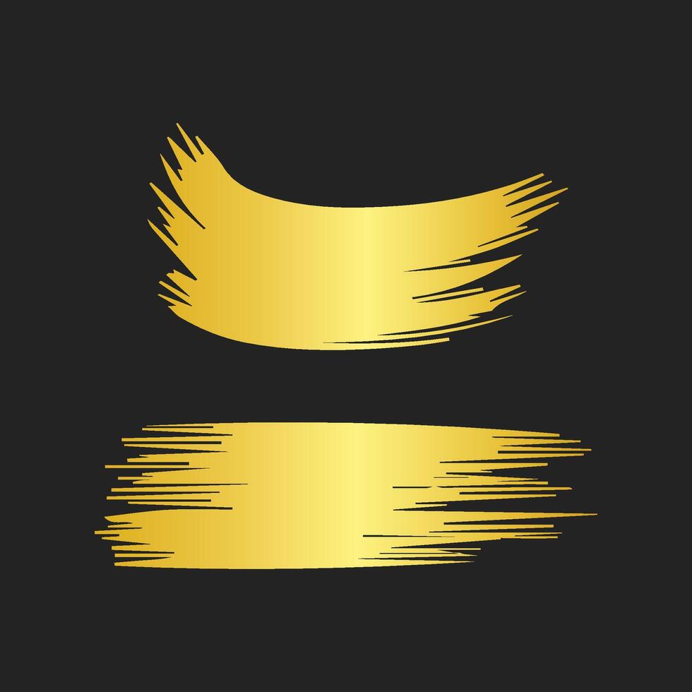 Golden brush stroke illustration on black background vector