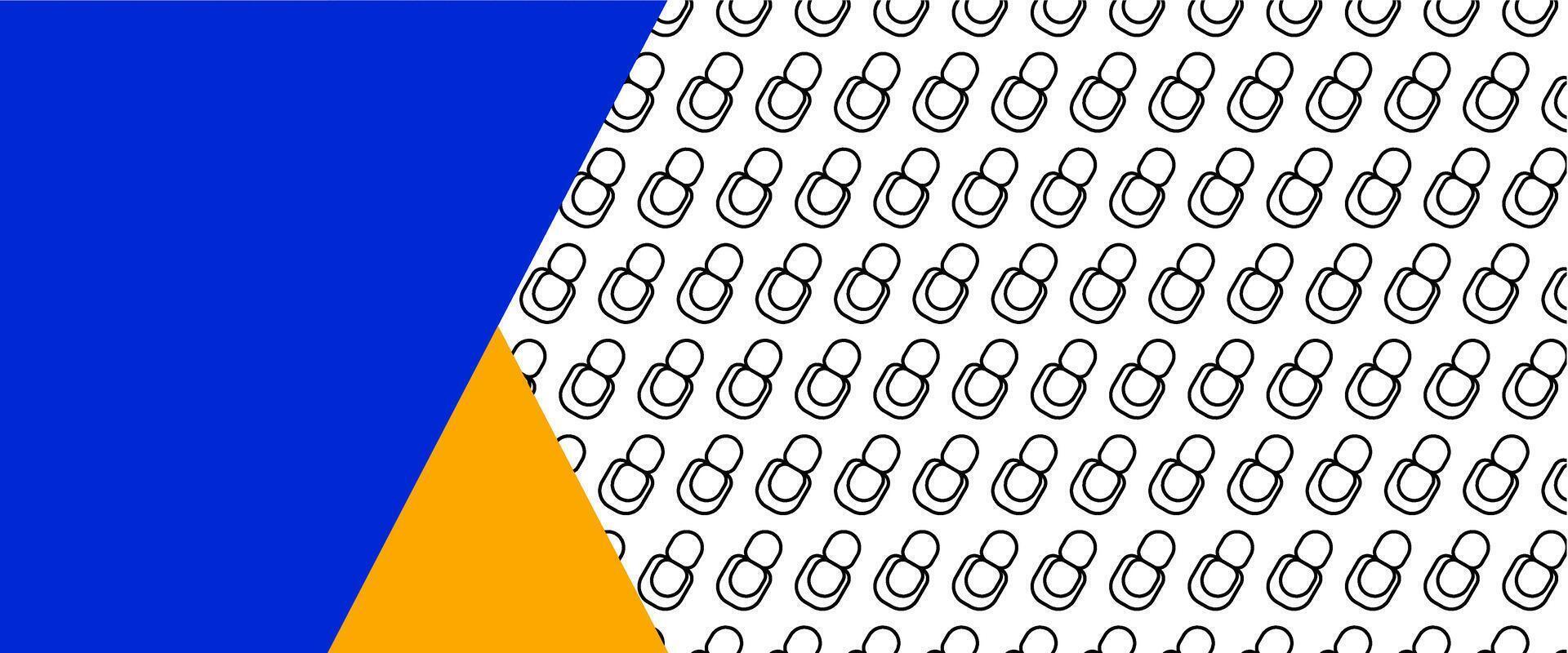 A blue and yellow background with a blue and orange triangle vector