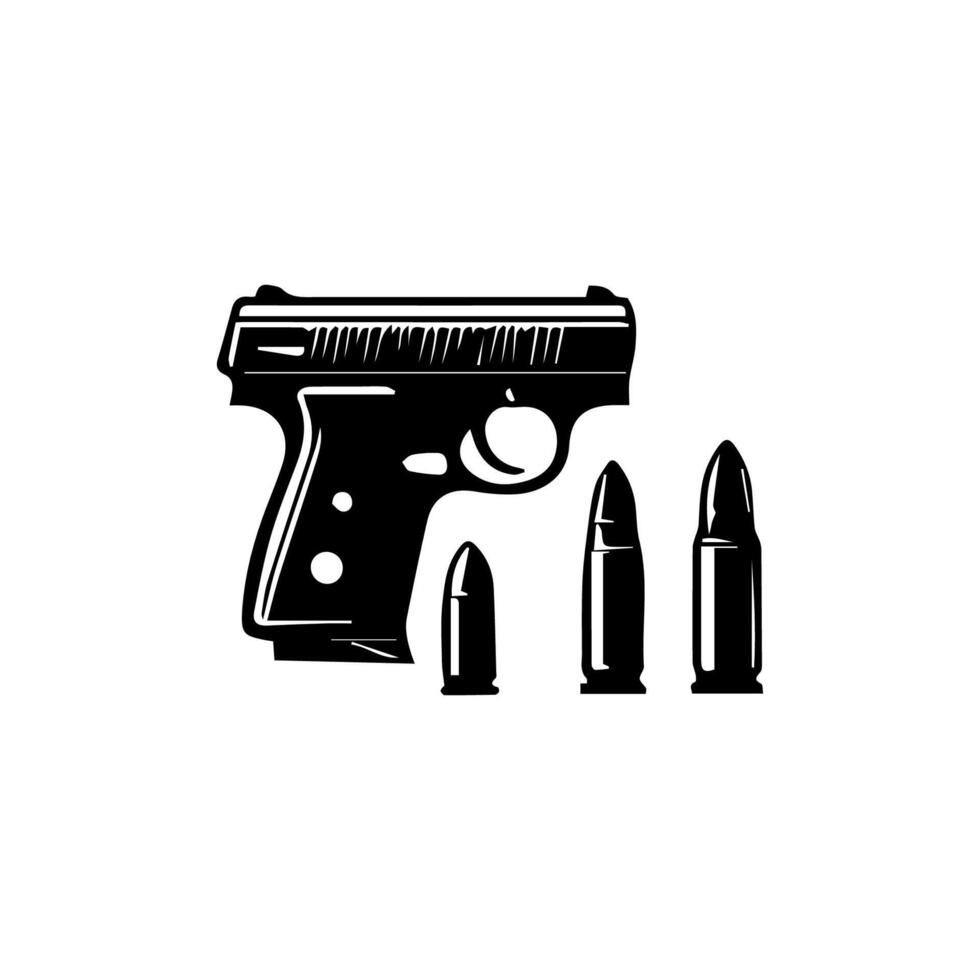 A gun and bullet icon on a white background vector