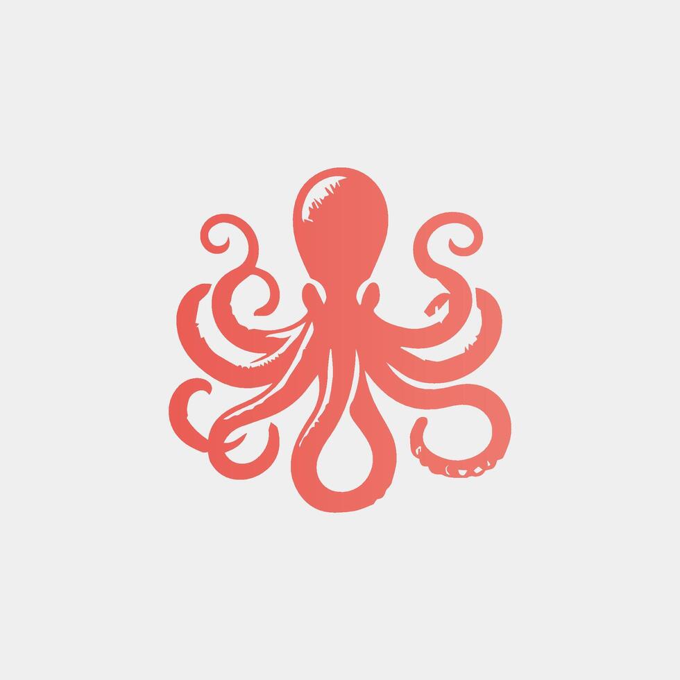 An octopus is shown in a red and white color vector