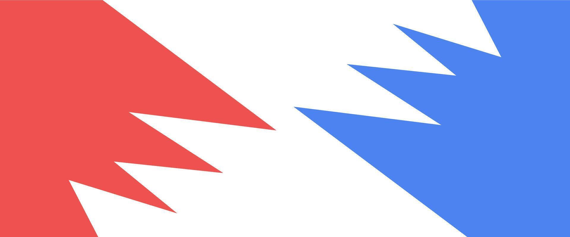 Two red and blue triangles with a white background vector