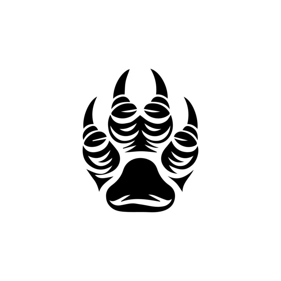 A black and white bear paw print logo vector