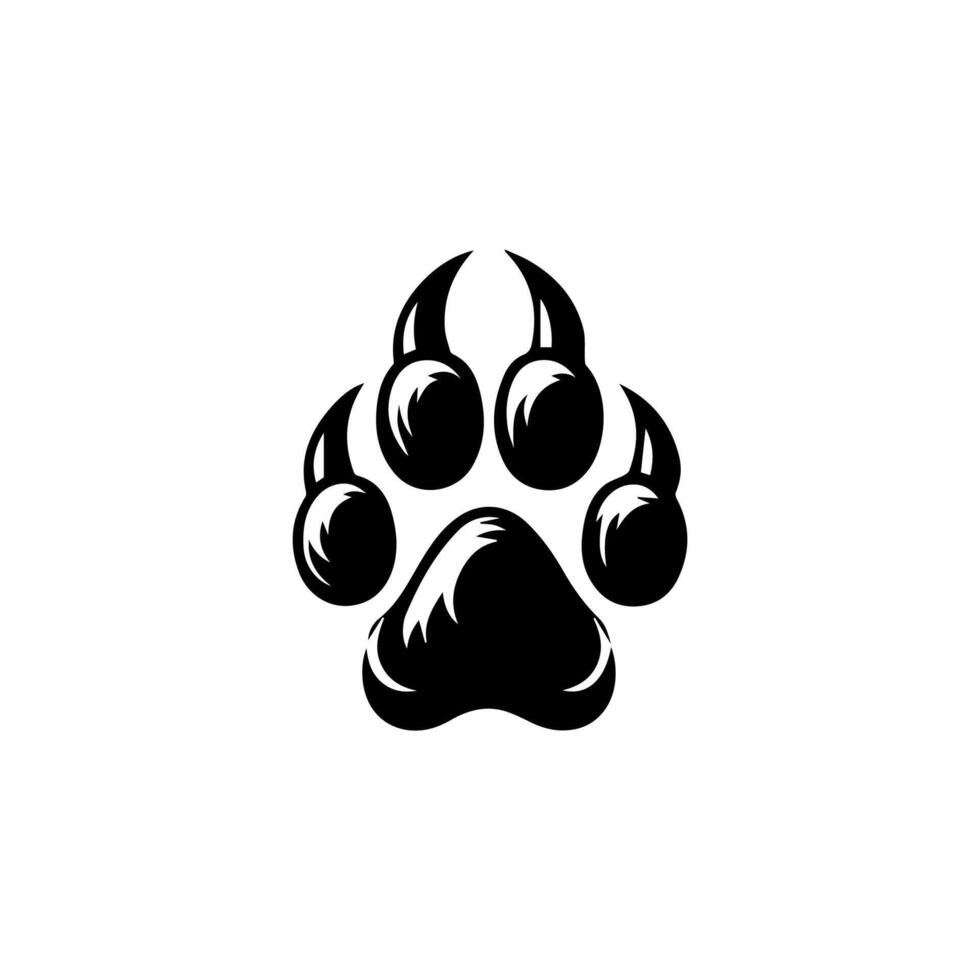 A black and white paw print logo vector