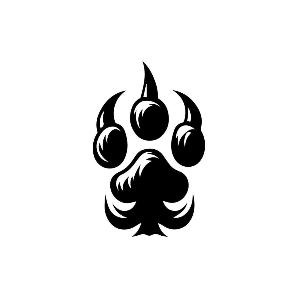 A black and white paw print logo vector