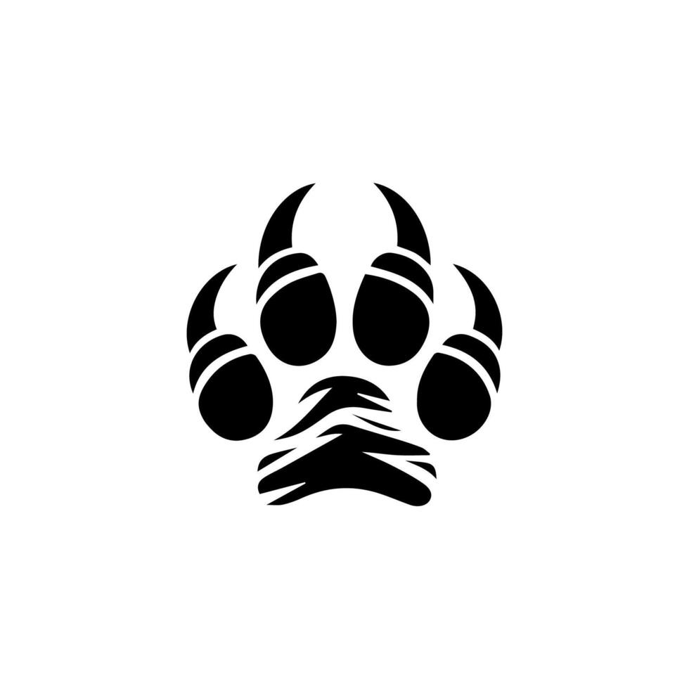 A black and white paw print logo vector