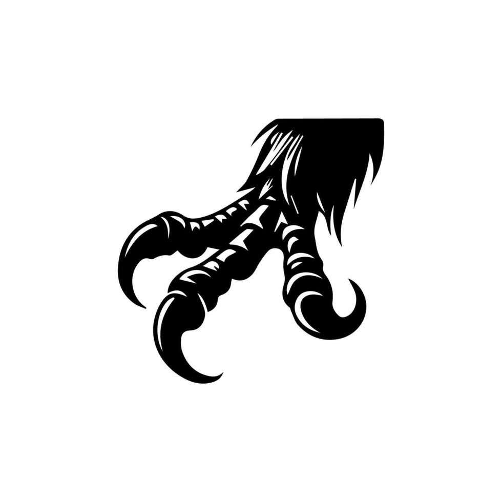 A black and white illustration of a bird's foot vector