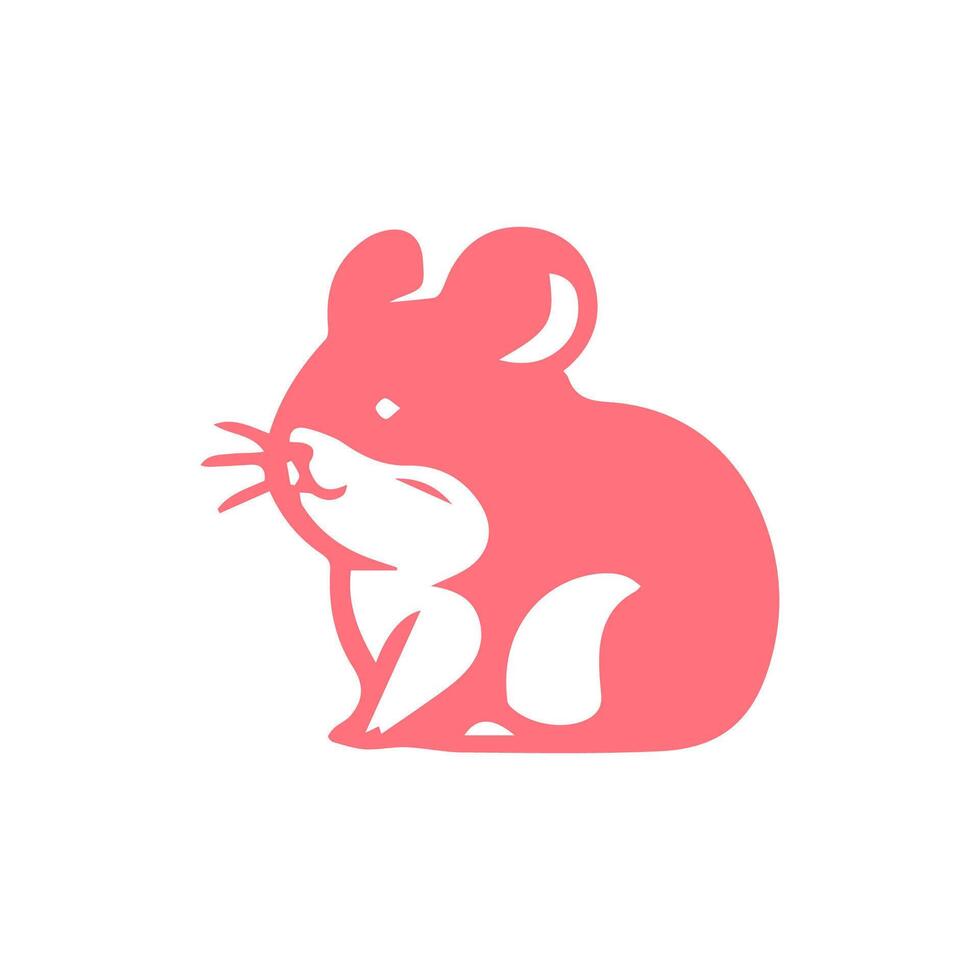 A pink mouse is sitting on a white background vector