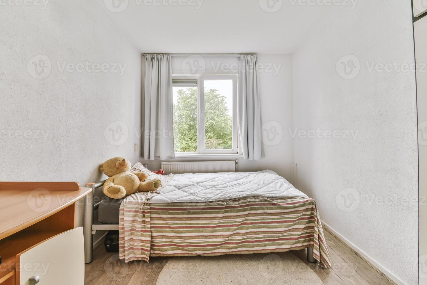 A bed in a room photo