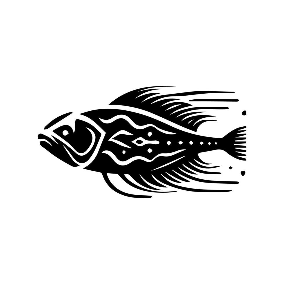 A fish with a tribal design on it vector