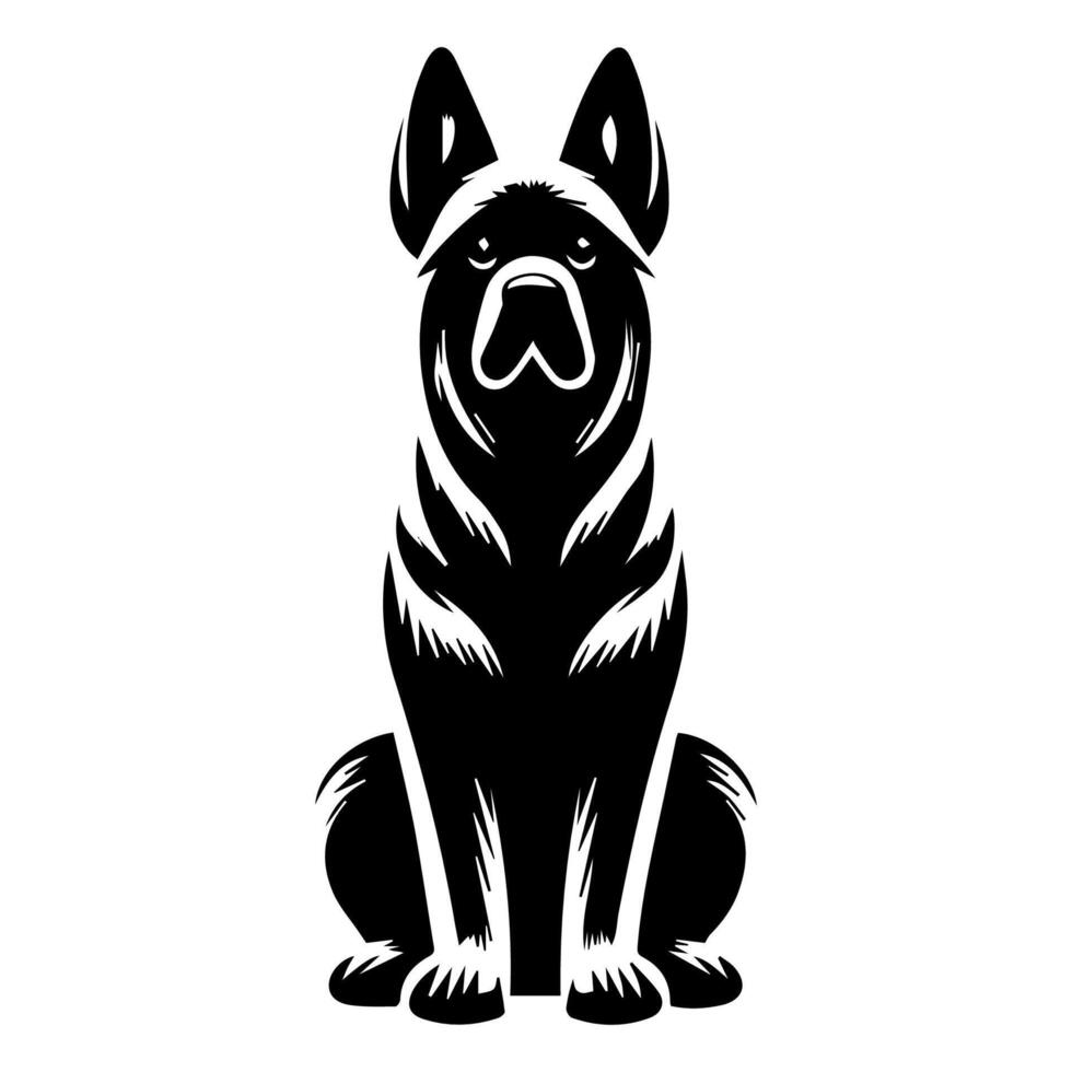 German shepherd dog silhouette on white background vector